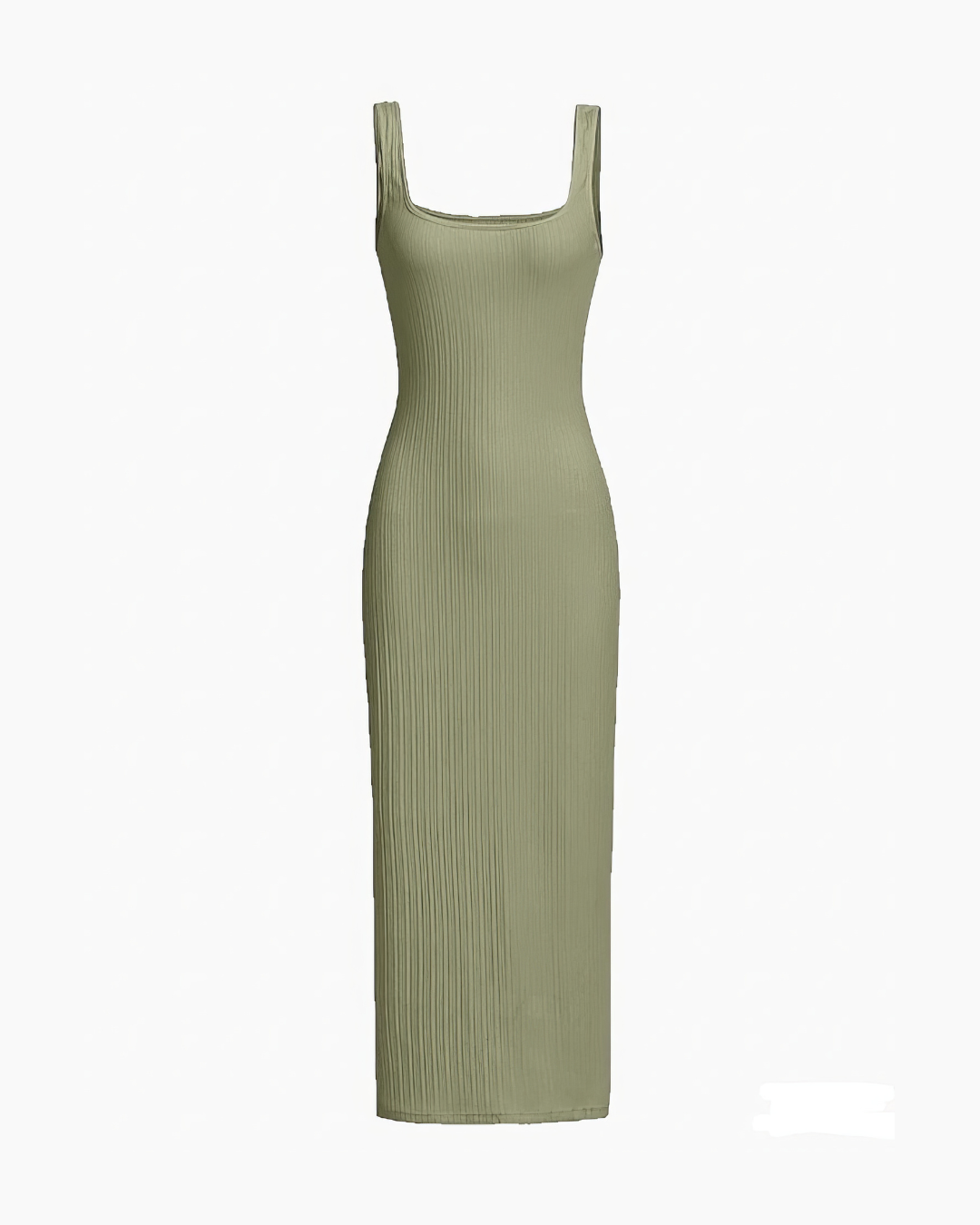 Solid Ribbed Square Neck Bodycon