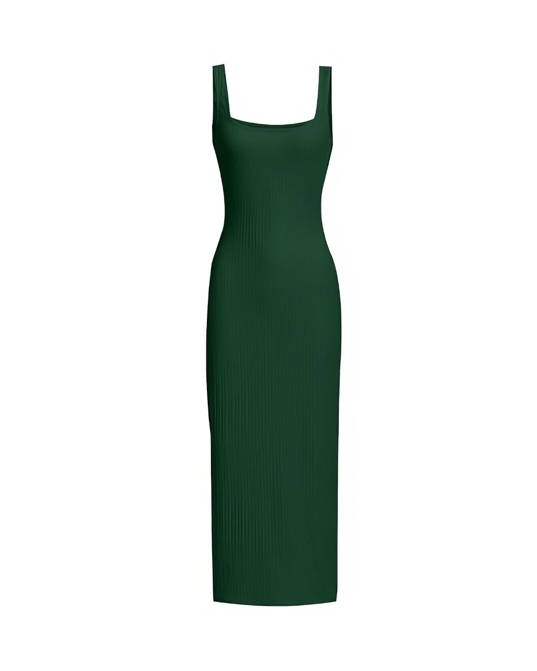 Solid Ribbed Square Neck Bodycon