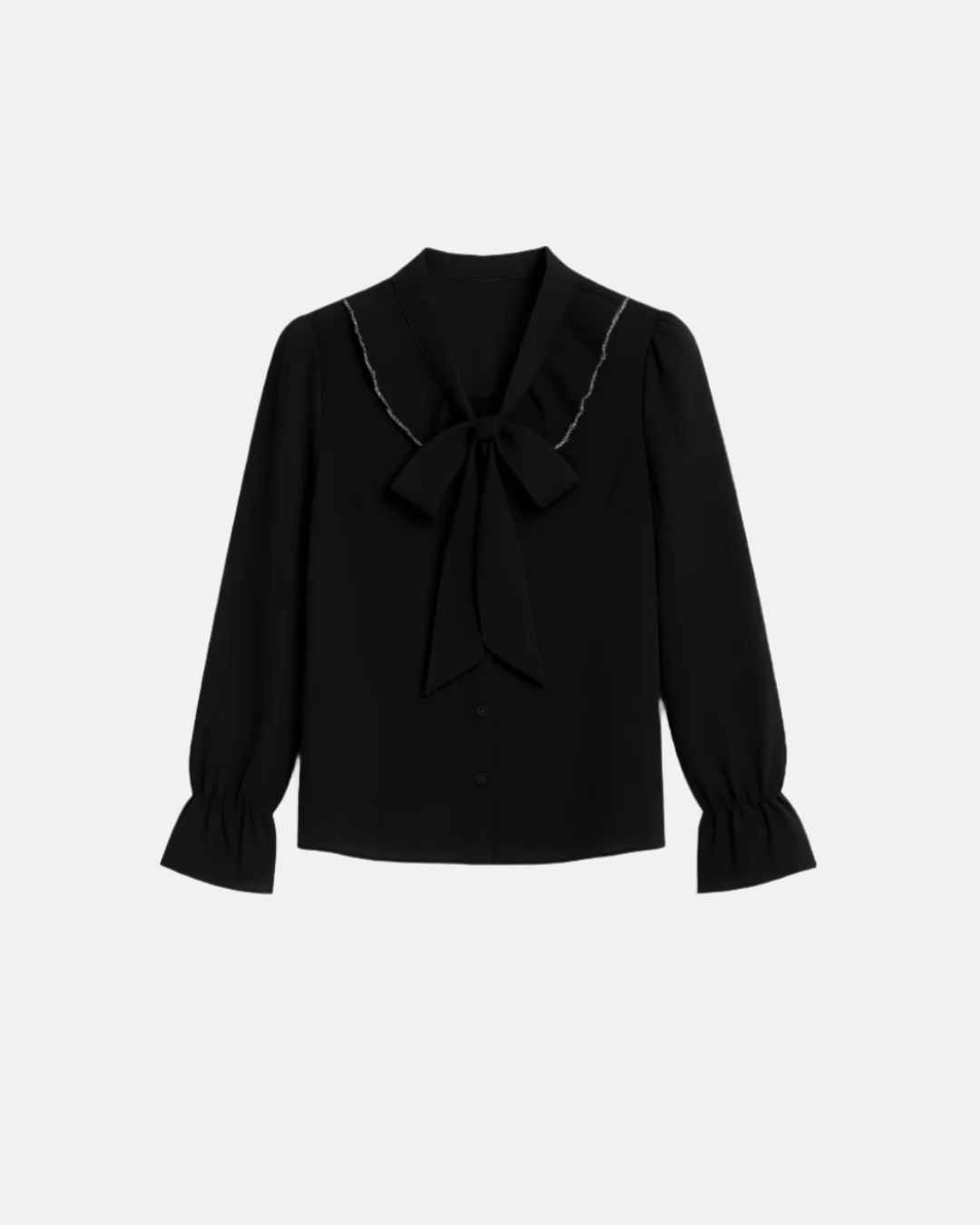 Bow Tie V Neck Ruffle Top