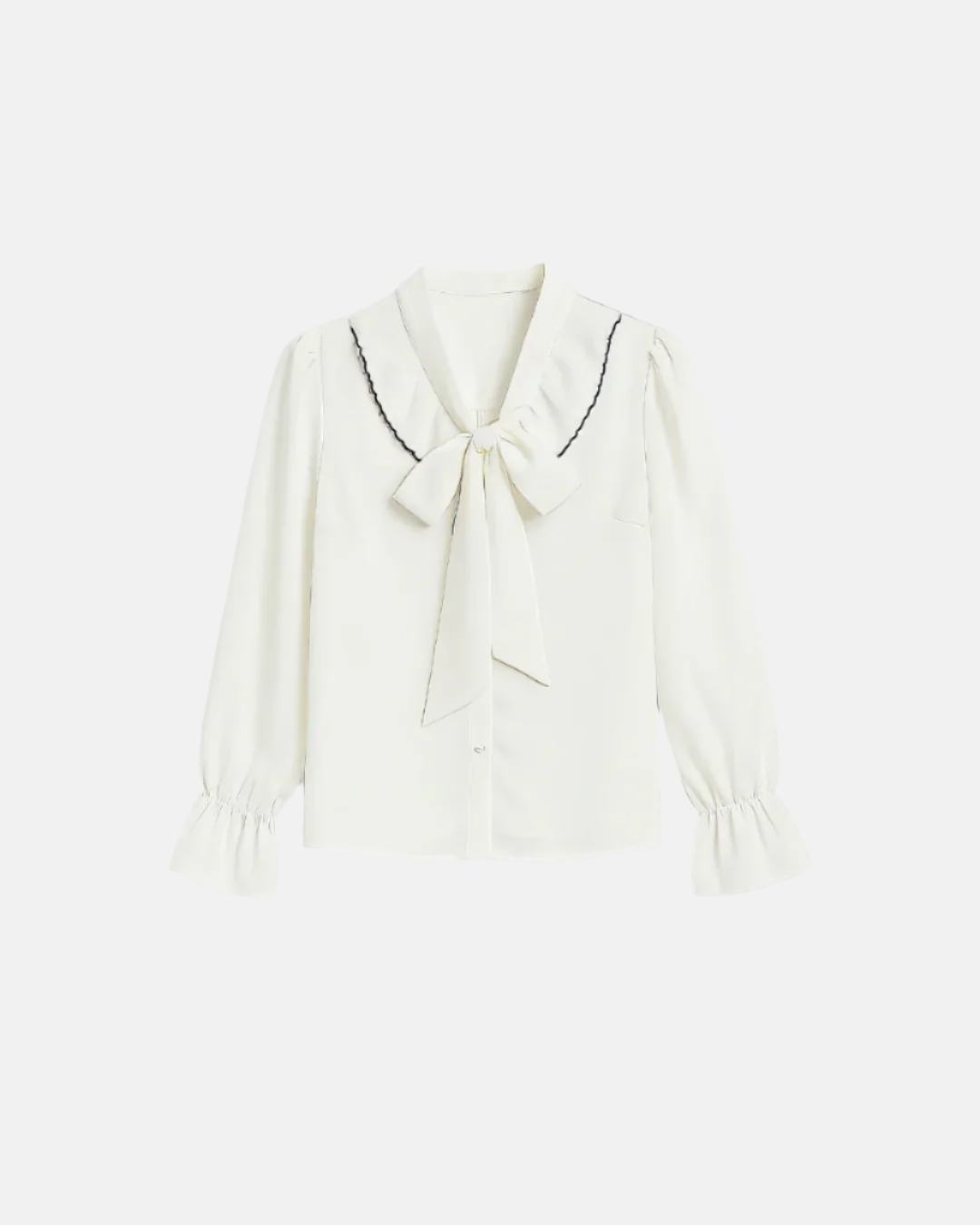 Bow Tie V Neck Ruffle Top