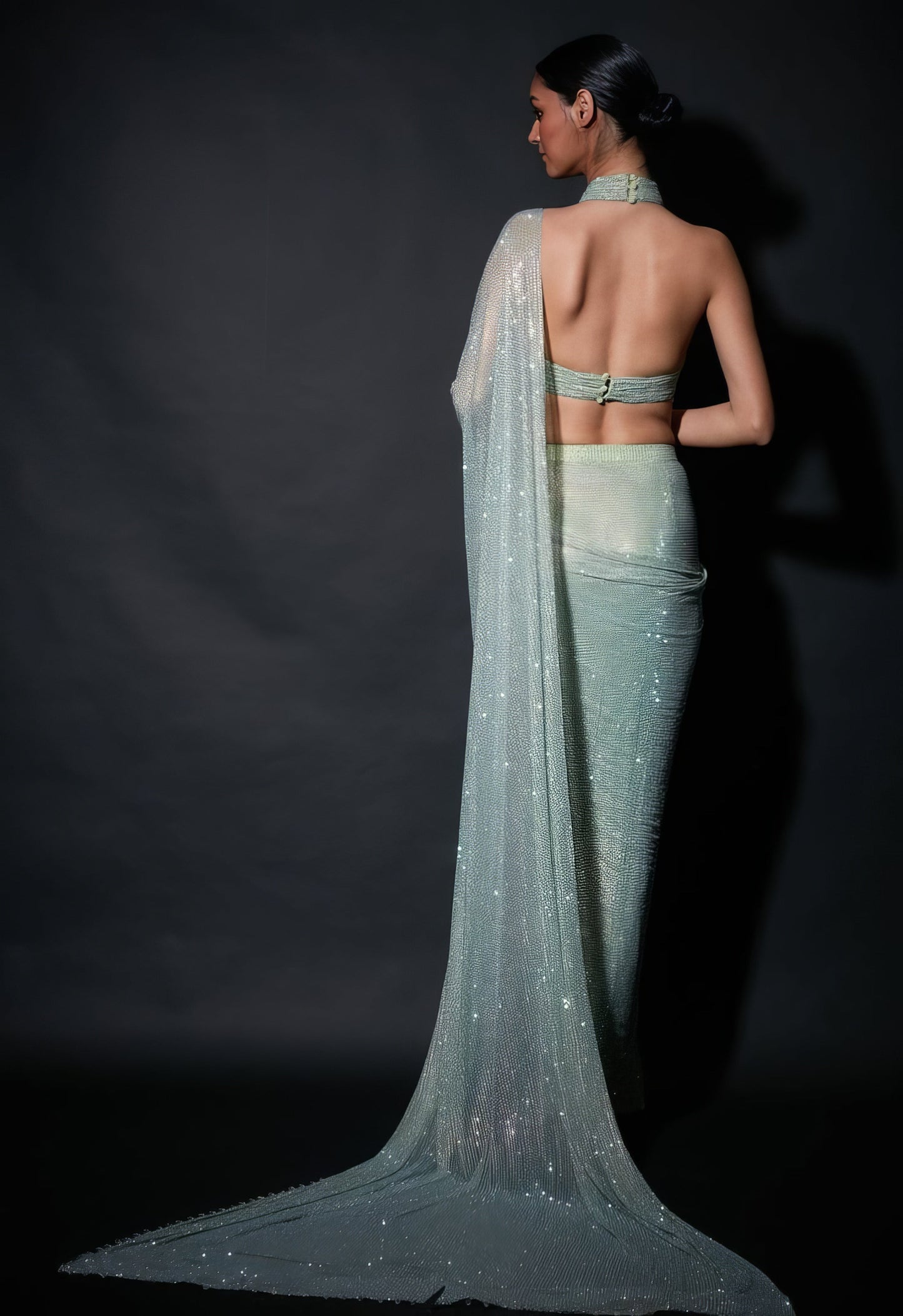 Mint Green Net Saree
