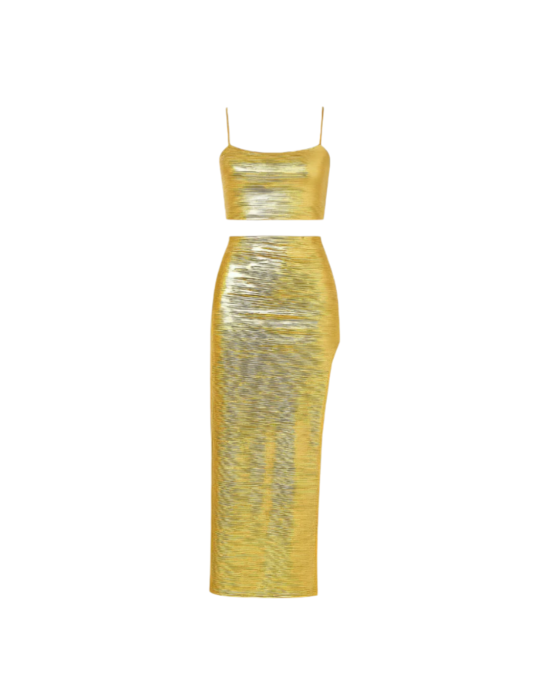 Thigh Slit Gold Colored Two Piece