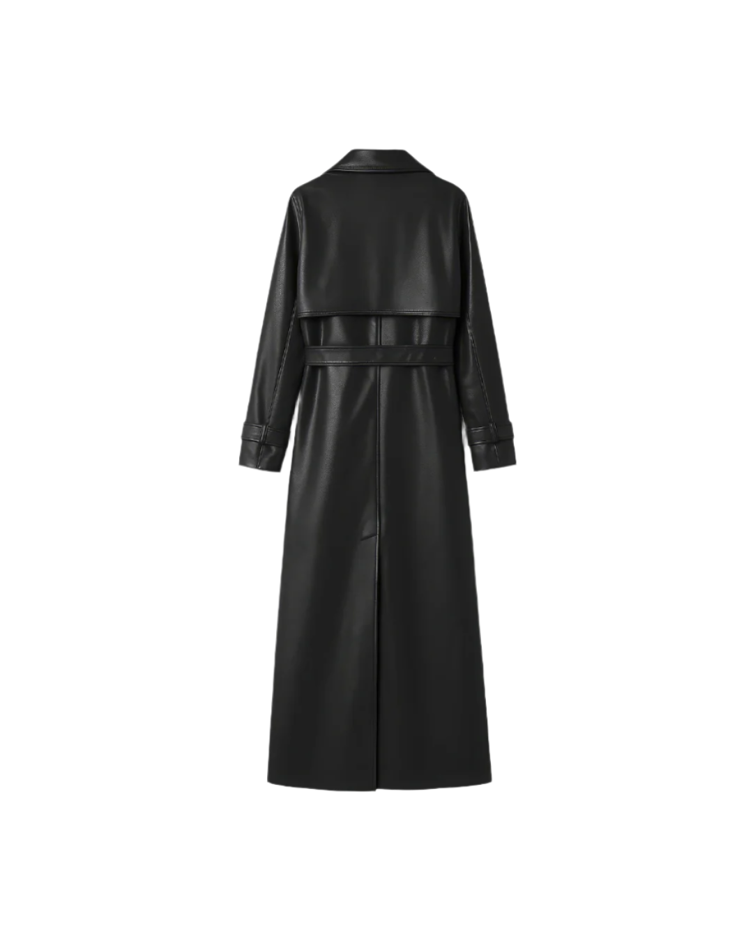 Faux Leather Lapel Coat