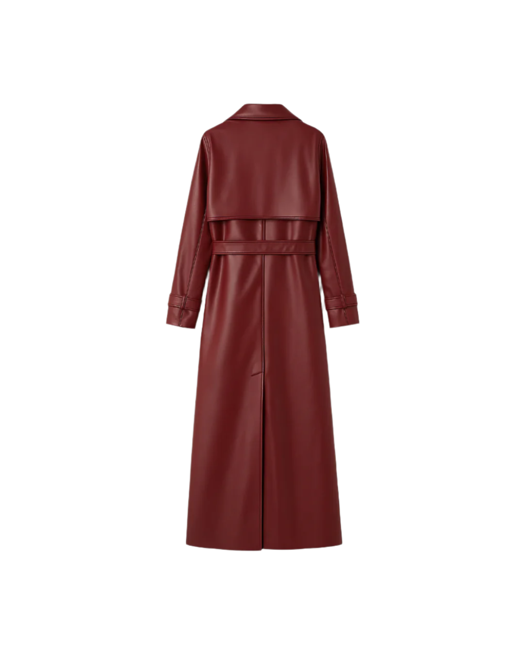 Faux Leather Lapel Coat