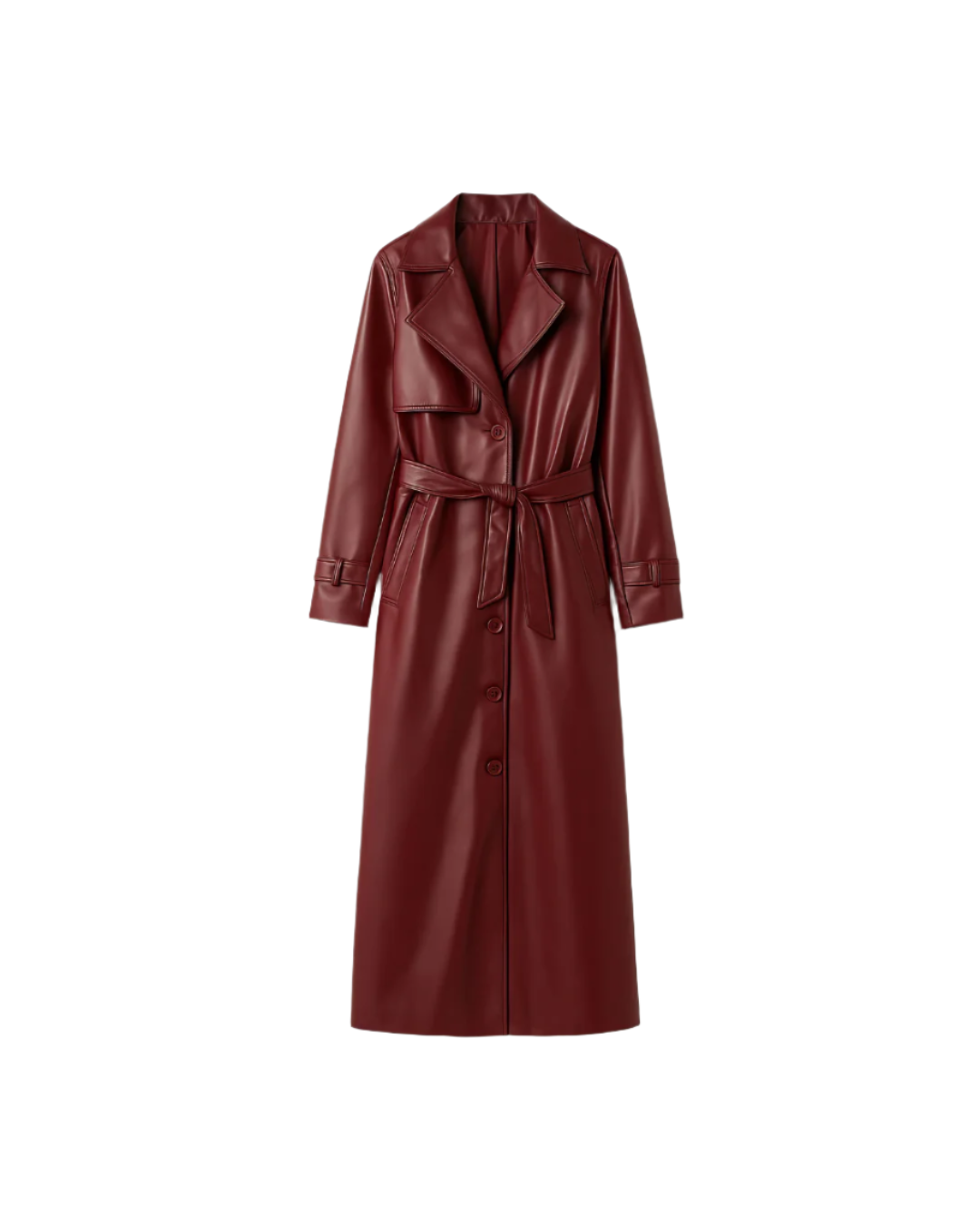 Faux Leather Lapel Coat