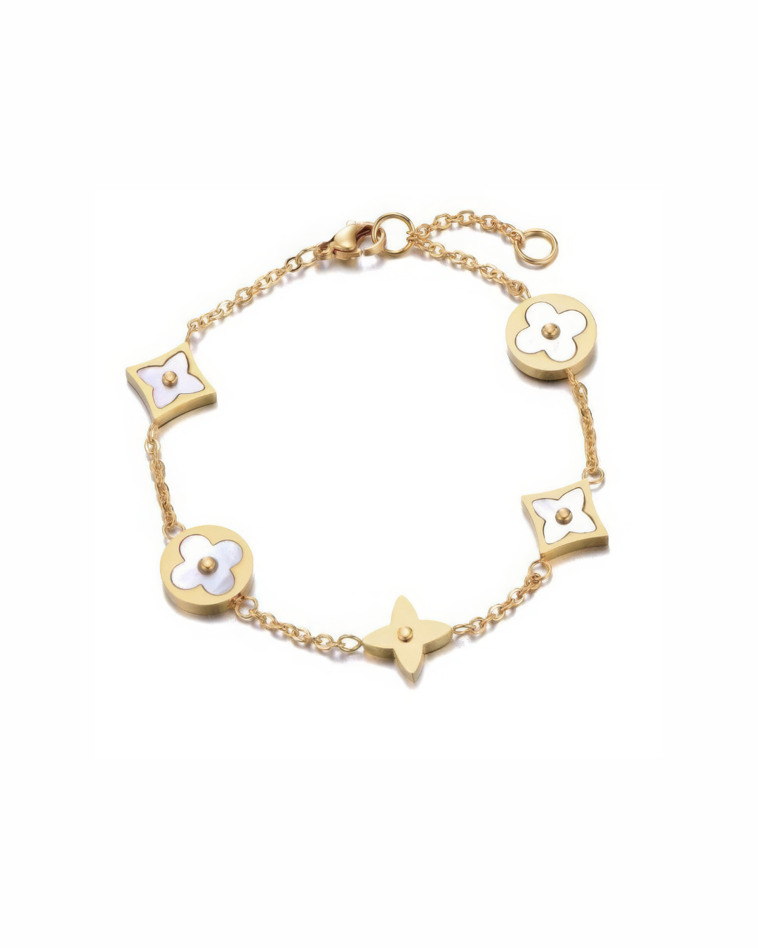 Clover Star Round Stainless Steel Gold Bracelet