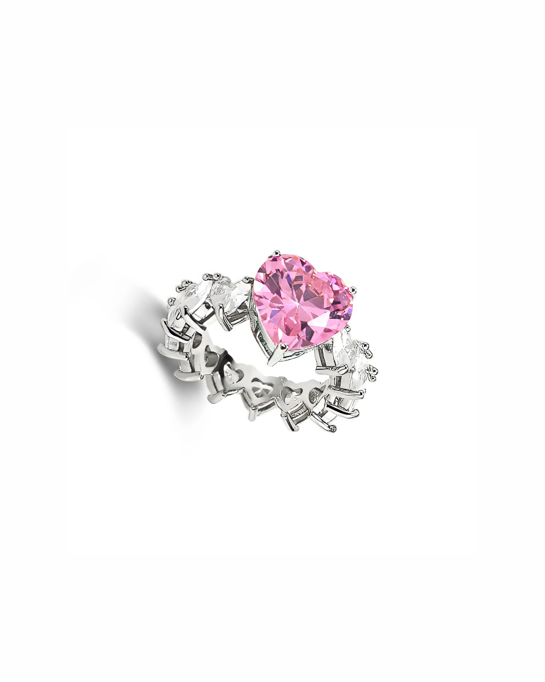 Pink Hearted Crystral Ring