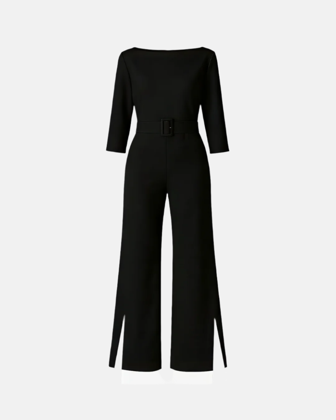 Boat-Neck Jumpsuit With Side Slits