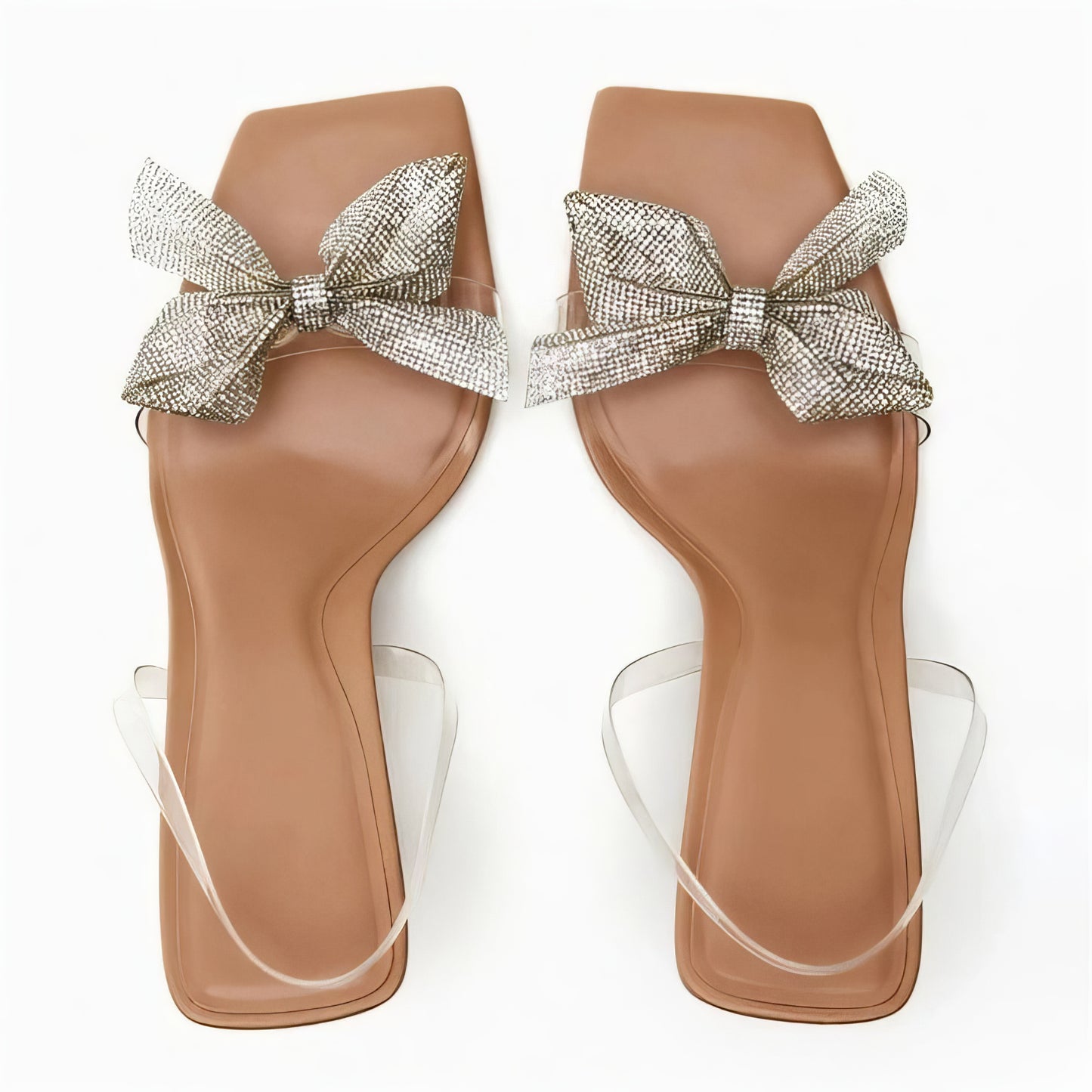 Transparent vinyl heels with diamante bow detail - Aleeze by Aliza