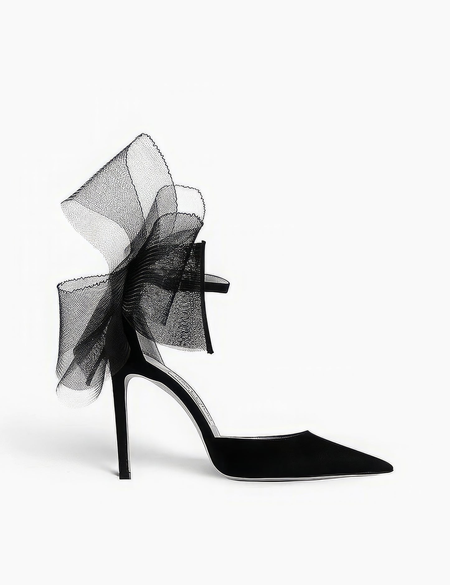 Black asymmetrical mesh heels with bow - Aleeze by Aliza