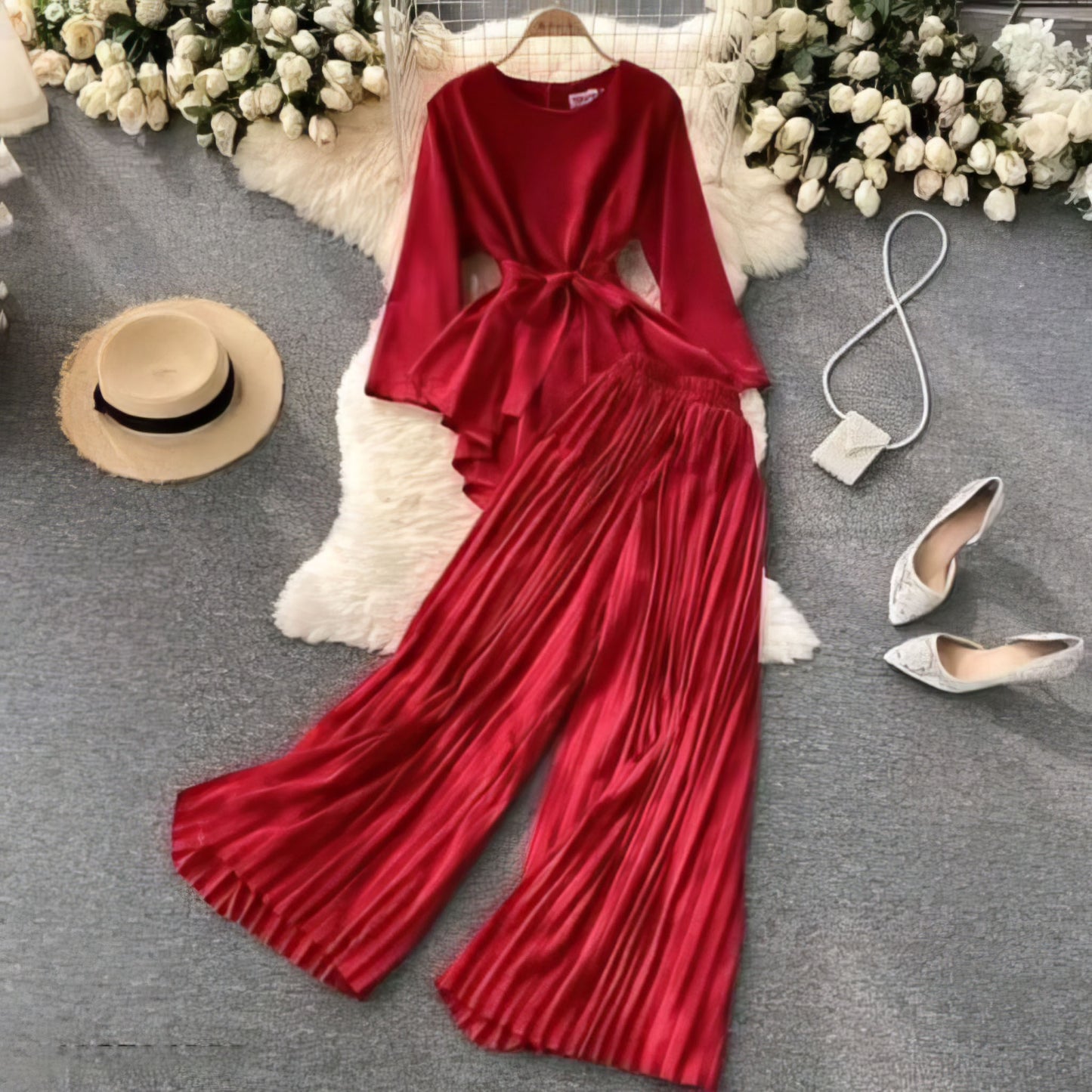 Plazo Rinkle Top And Bottom Set