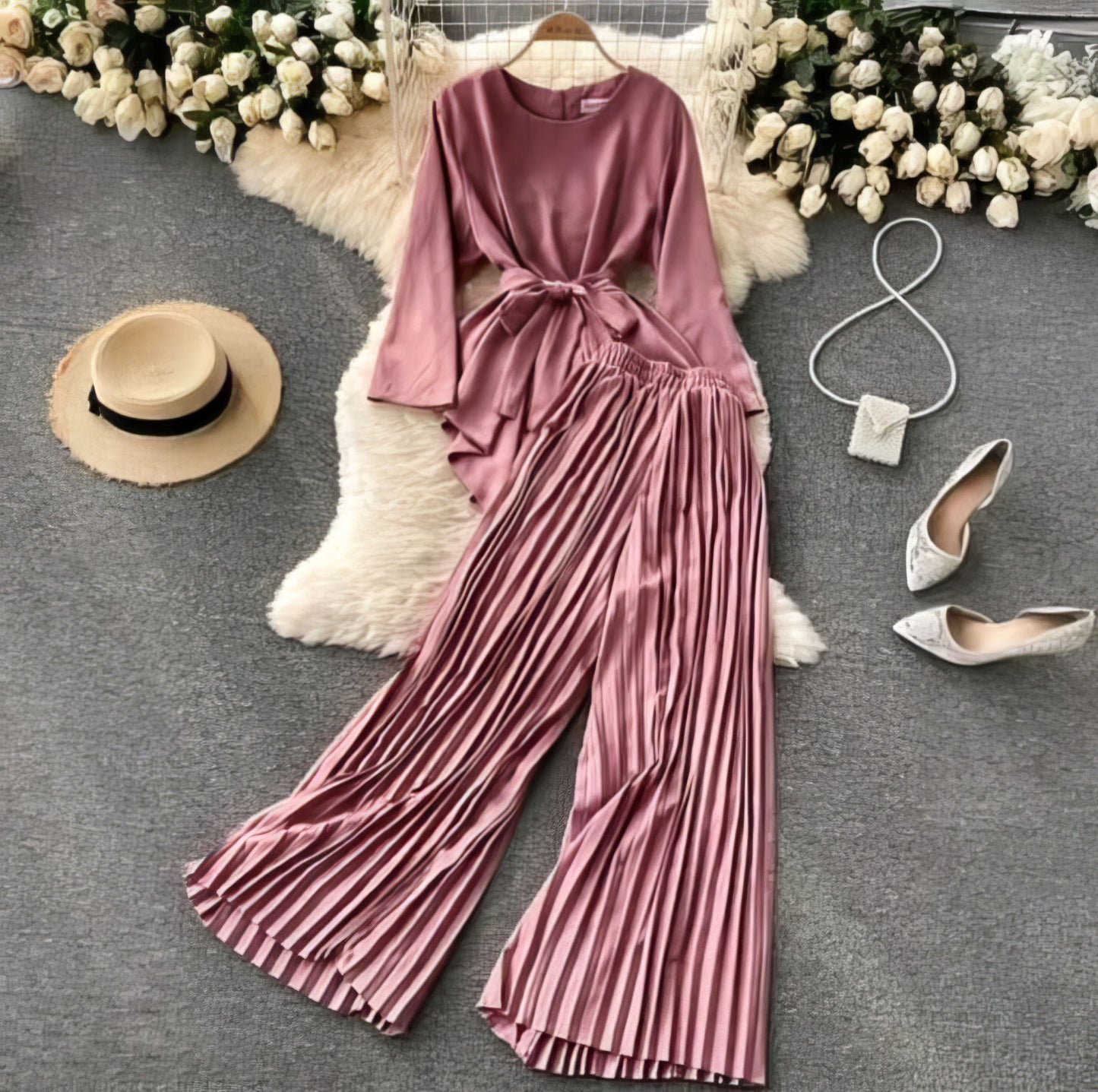 Plazo Rinkle Top And Bottom Set