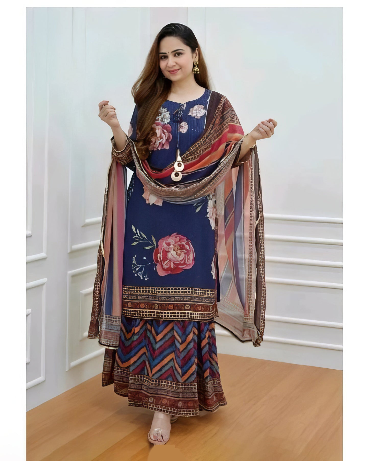 Croset Embroidered Kurta with Sharara Set