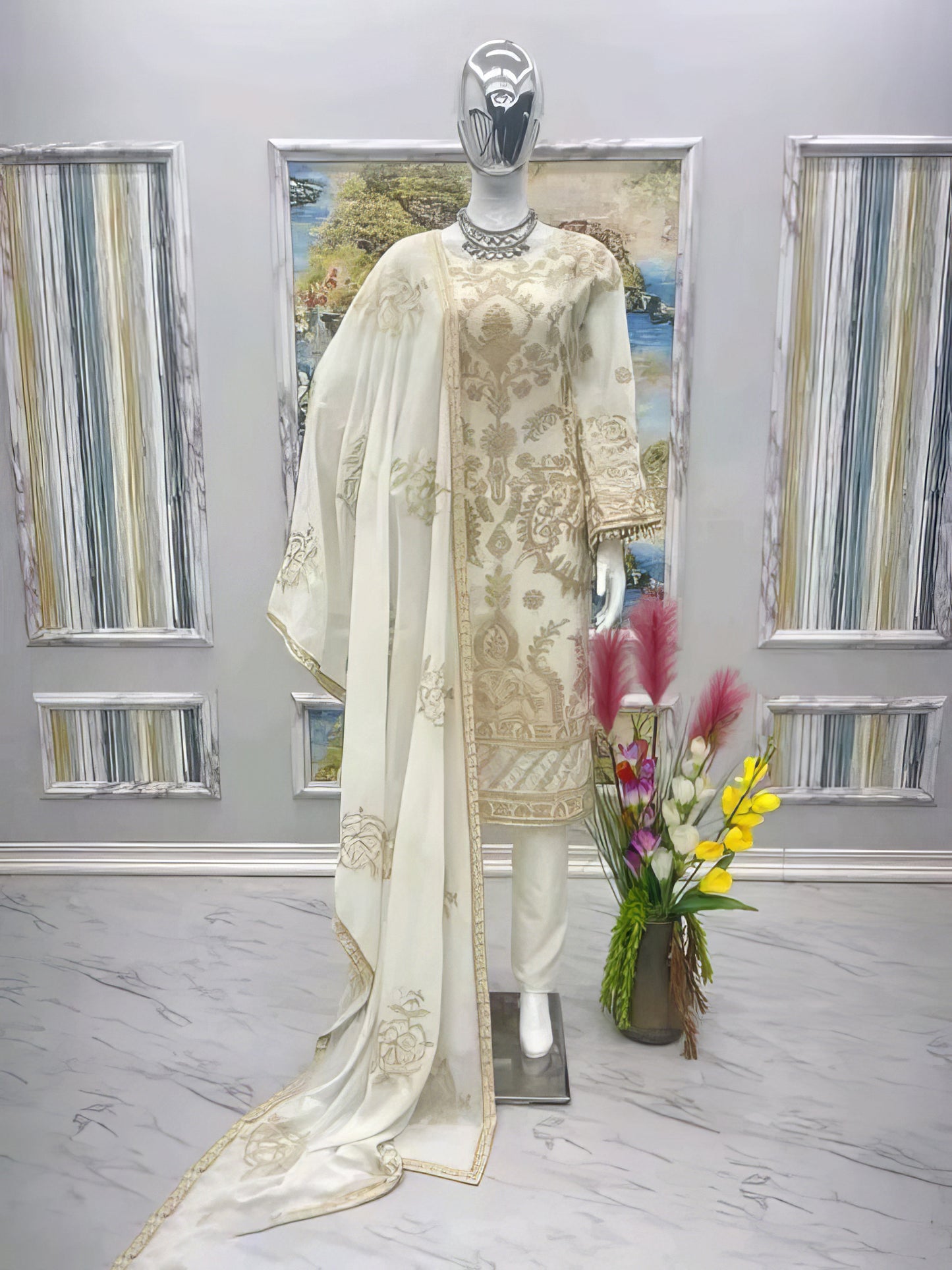 Designer Suit Set With Heavy Embroidery
