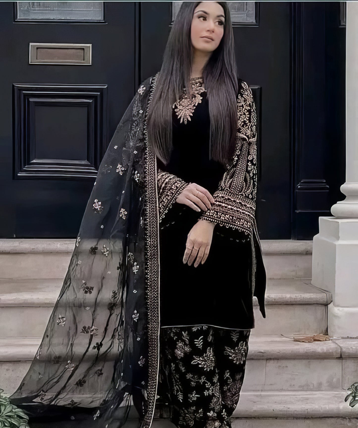 Designer Velvet Kurti Set