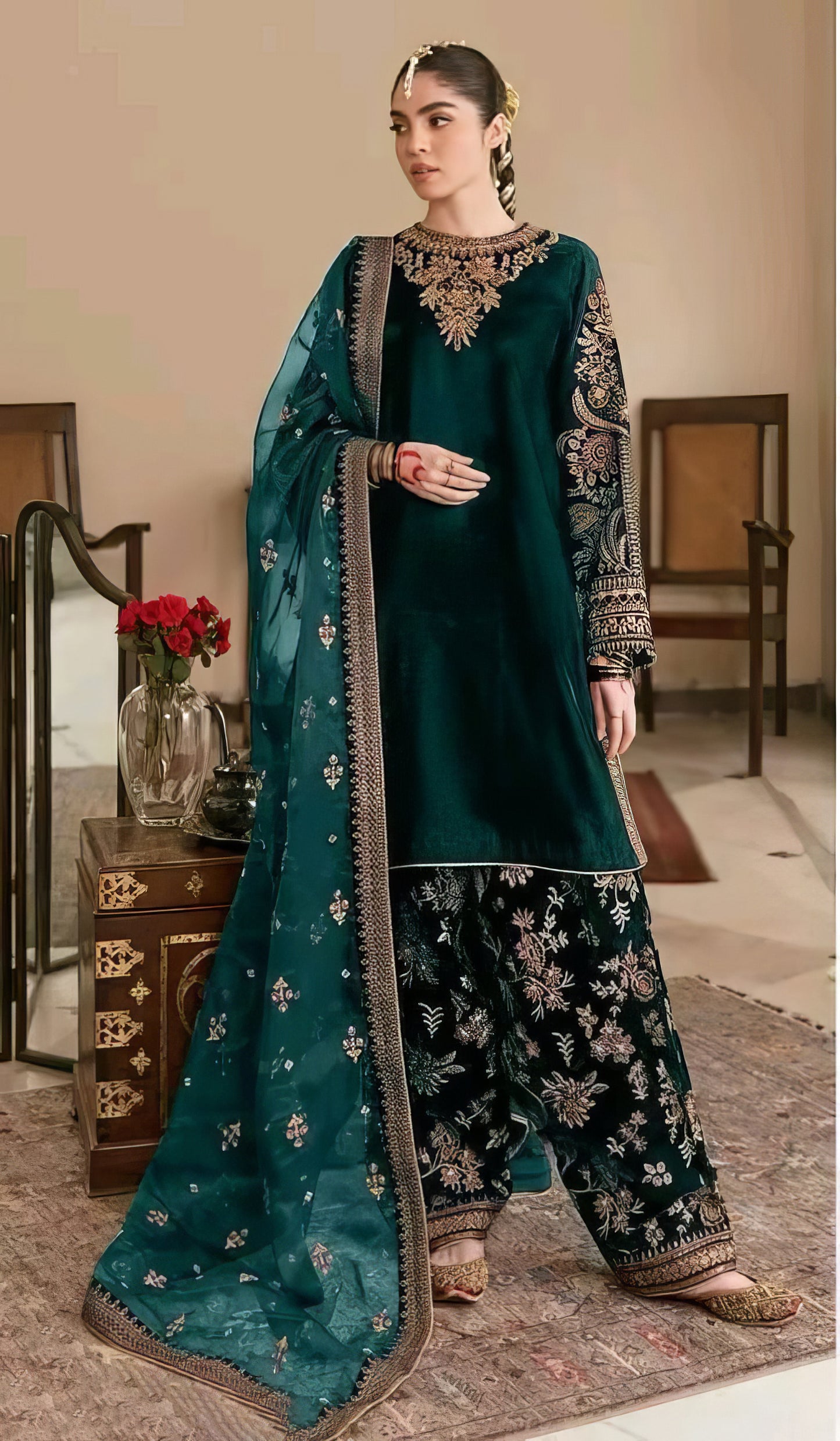Designer Velvet Kurti Set