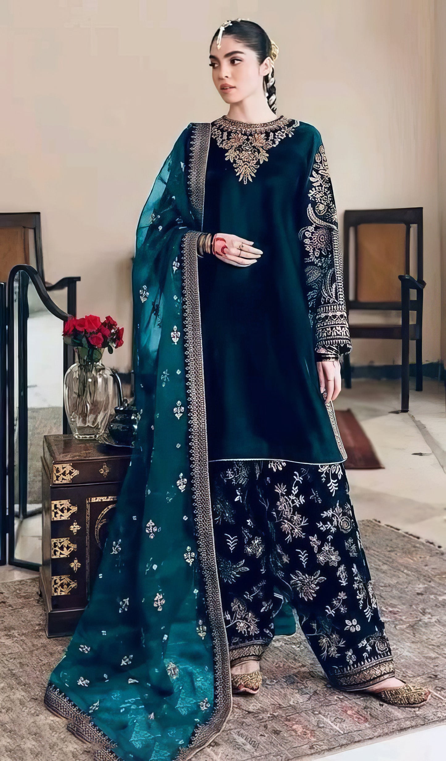 Designer Velvet Kurti Set