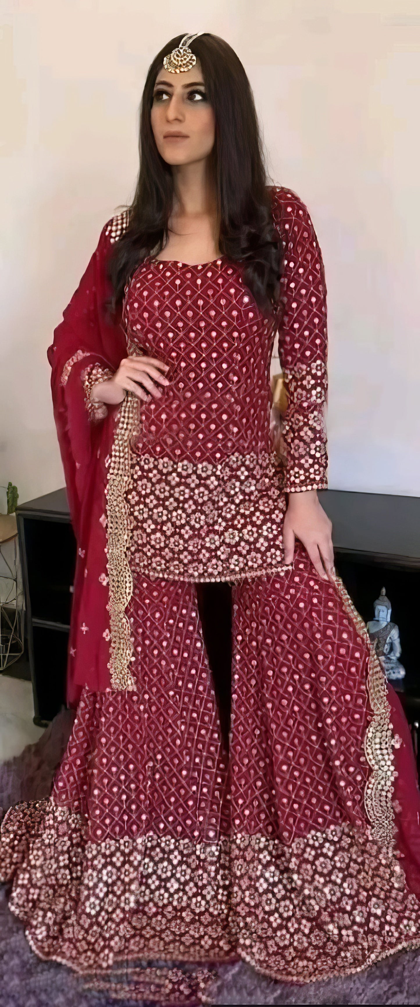 Georgette Heavy Embroidered Kurta Palazzo Set