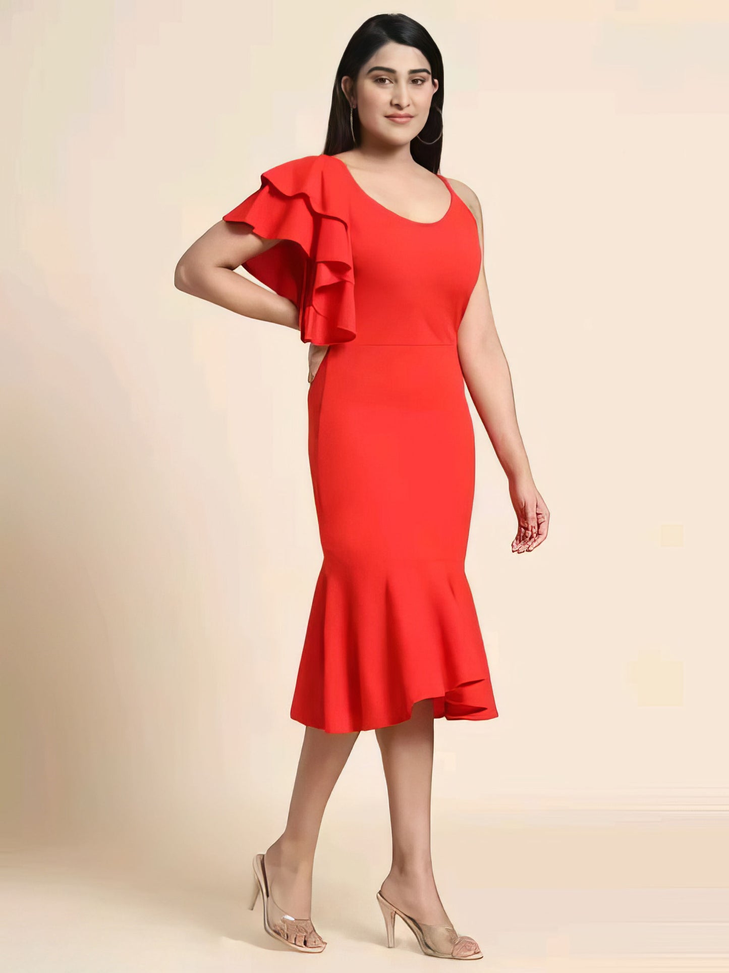 Bodycon A line One Piece Ruffle Dress