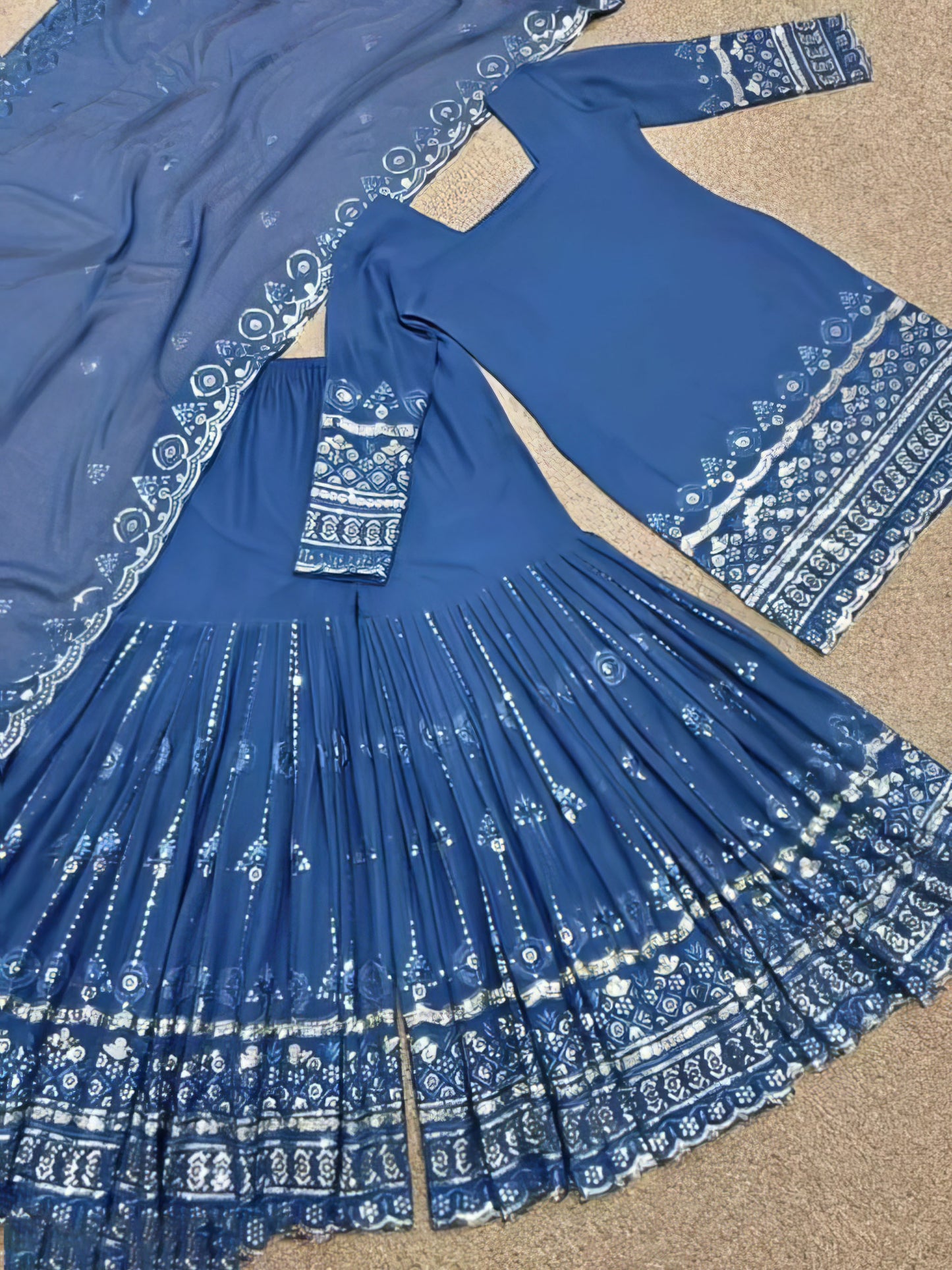Embroidered Kurta Sharara Set