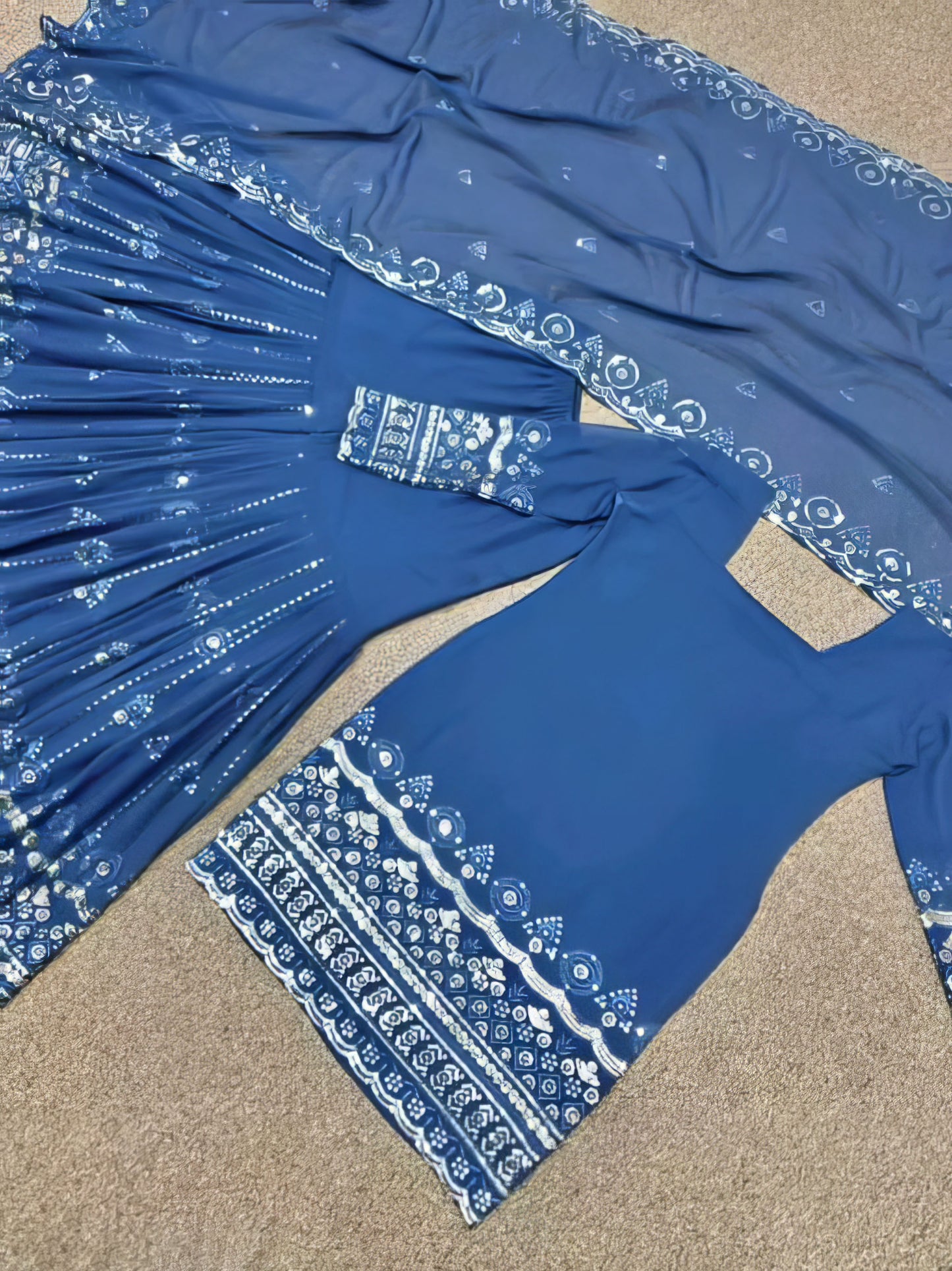 Embroidered Kurta Sharara Set