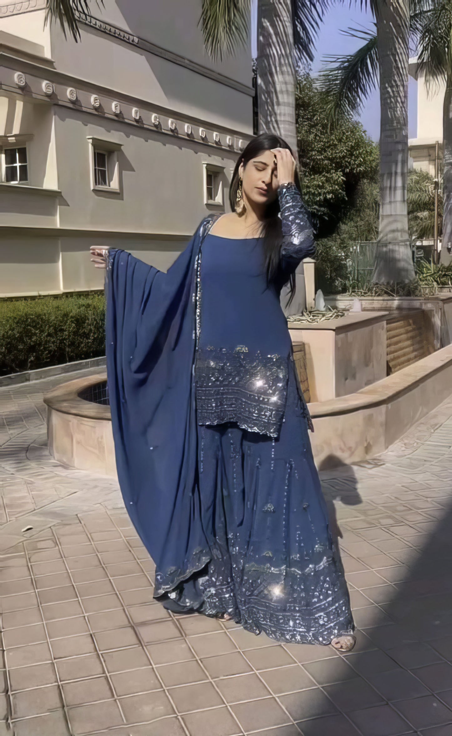 Embroidered Kurta Sharara Set