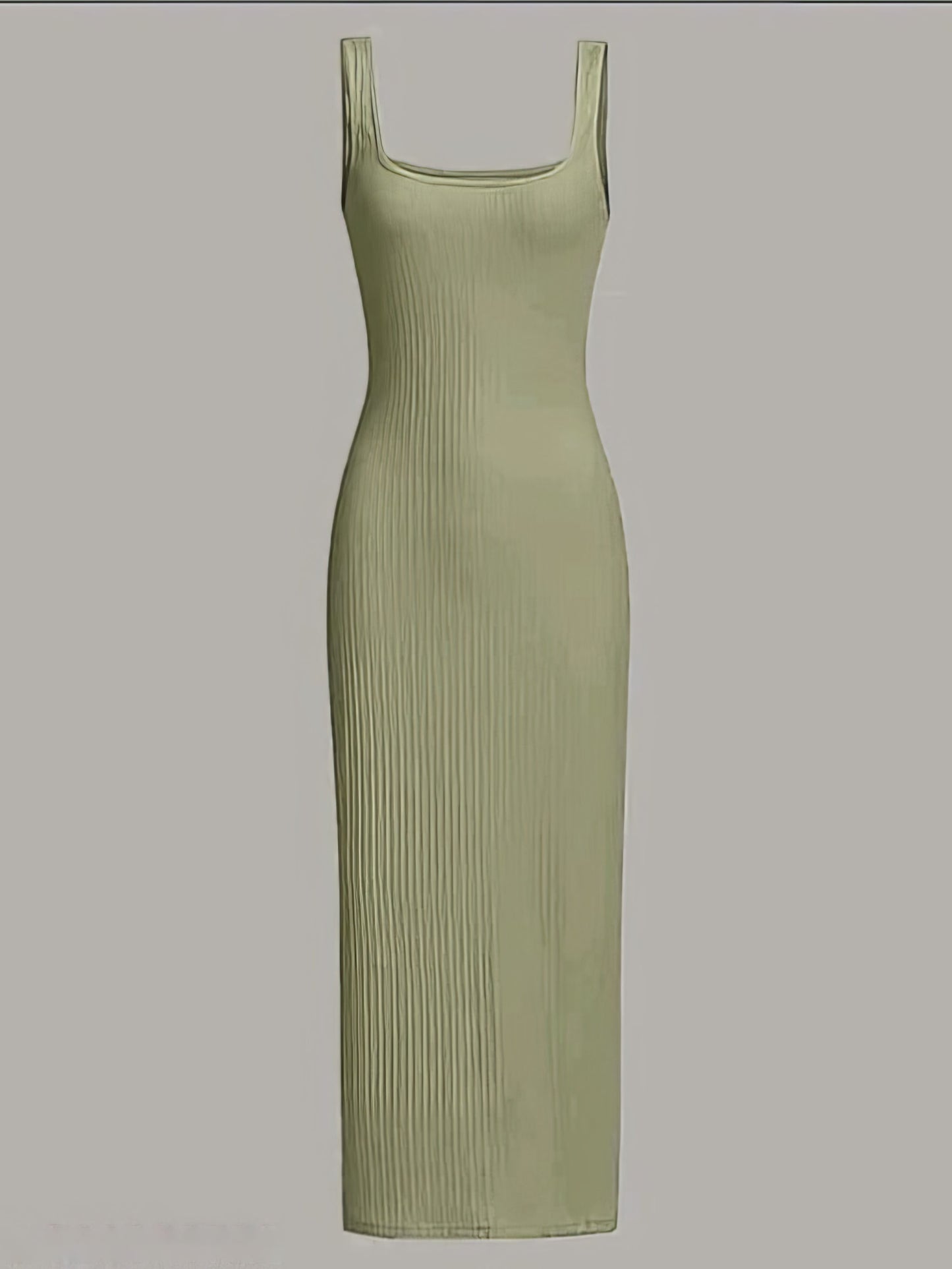 Solid Ribbed Square Neck Bodycon