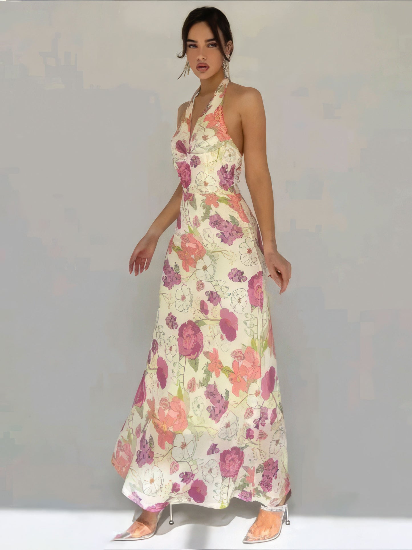 Magenta White Maxi Dress