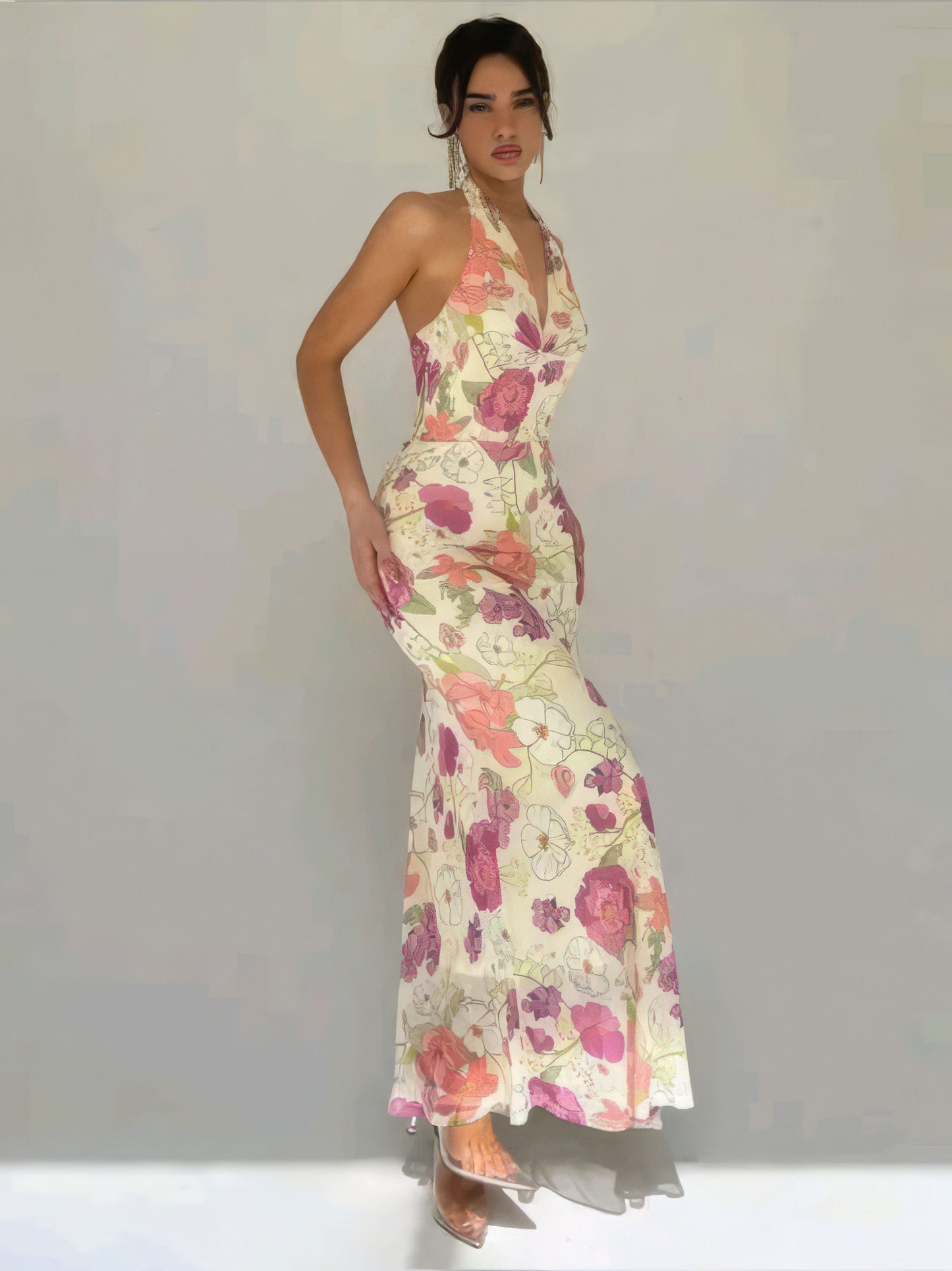 Magenta White Maxi Dress
