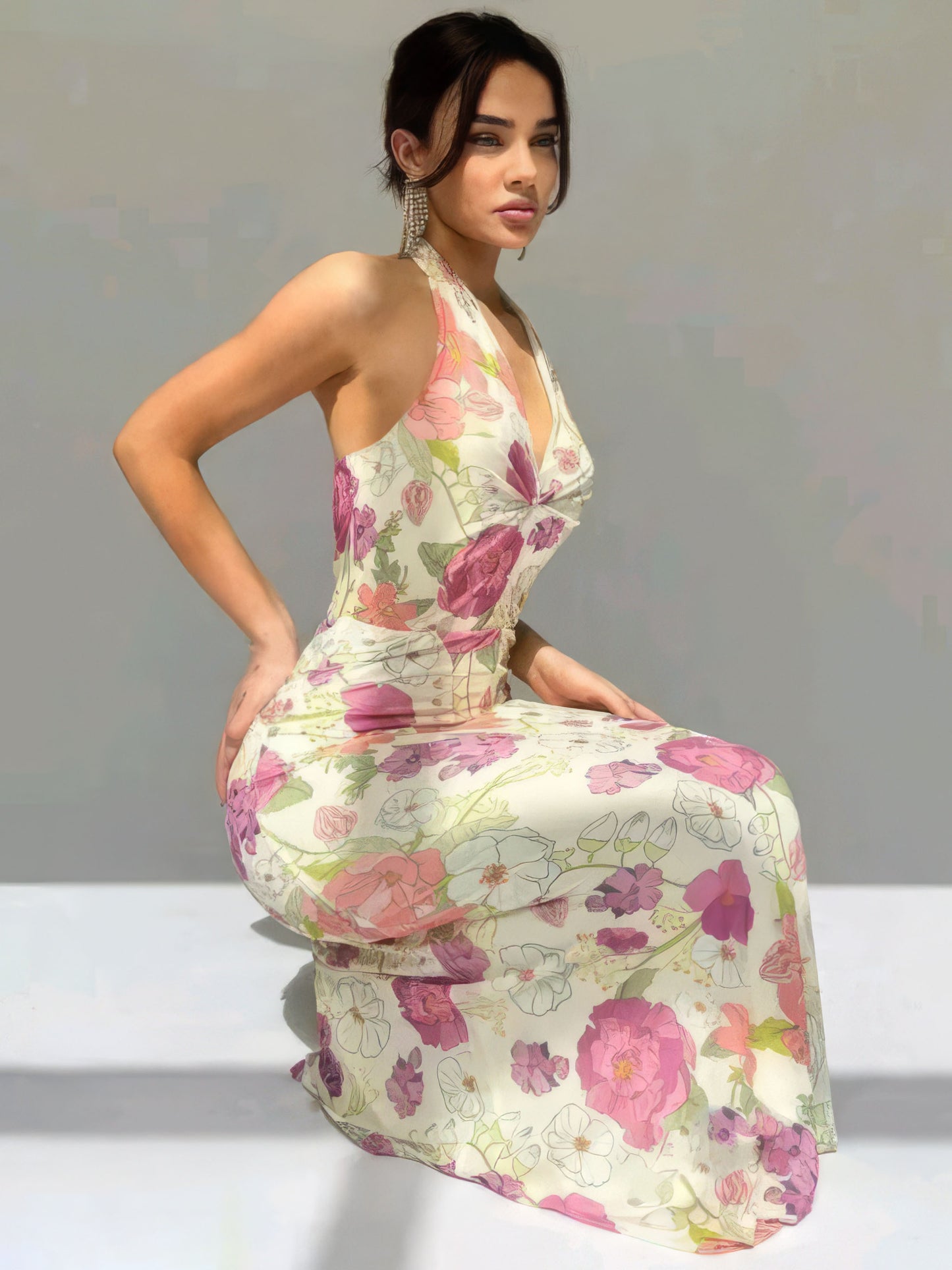 Magenta White Maxi Dress