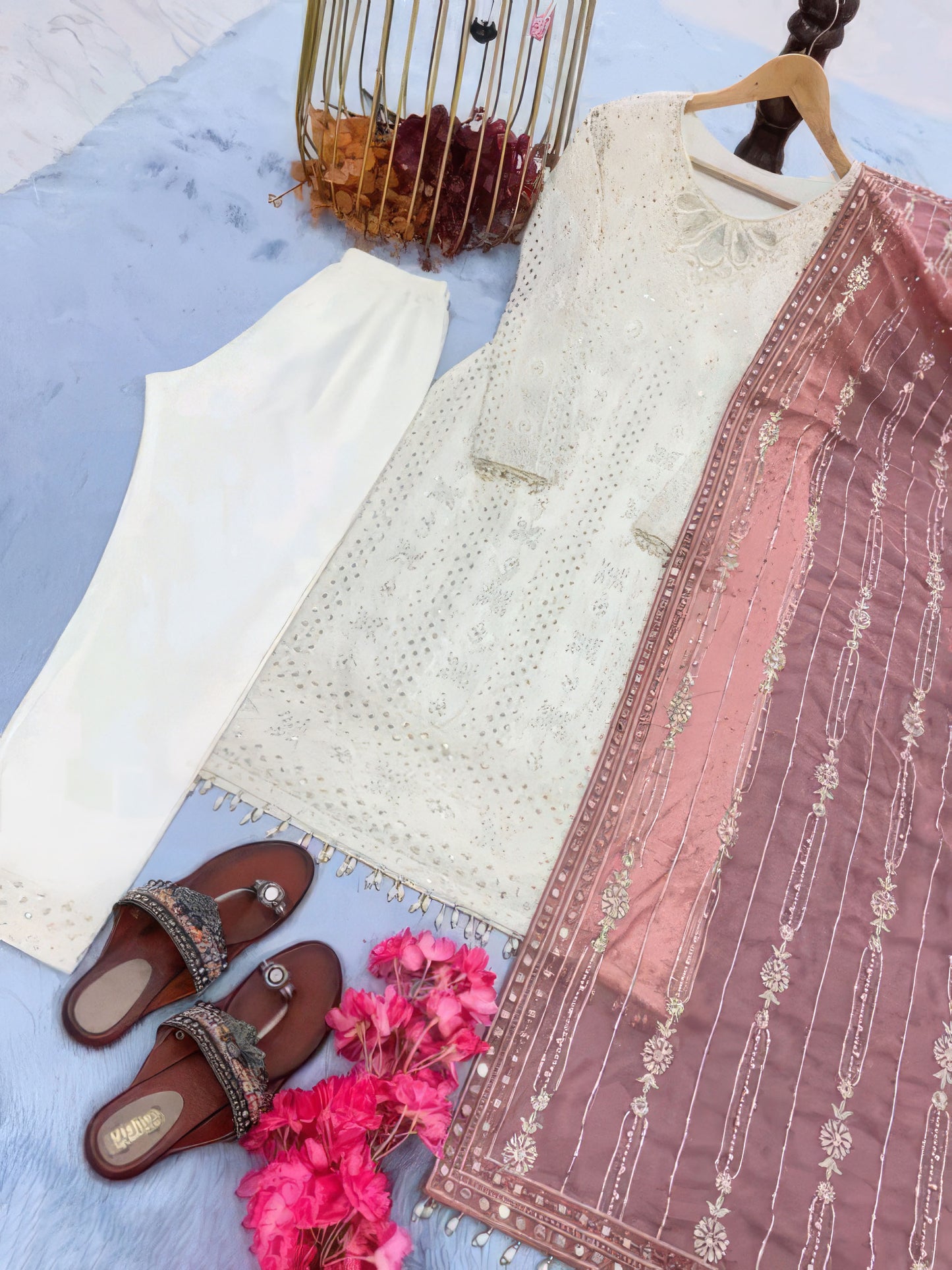 Fancy Georgette Embroided Kurta Dupatta Set