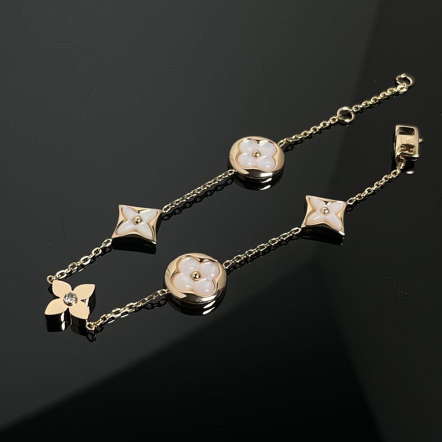Clover Star Round Stainless Steel Gold Bracelet