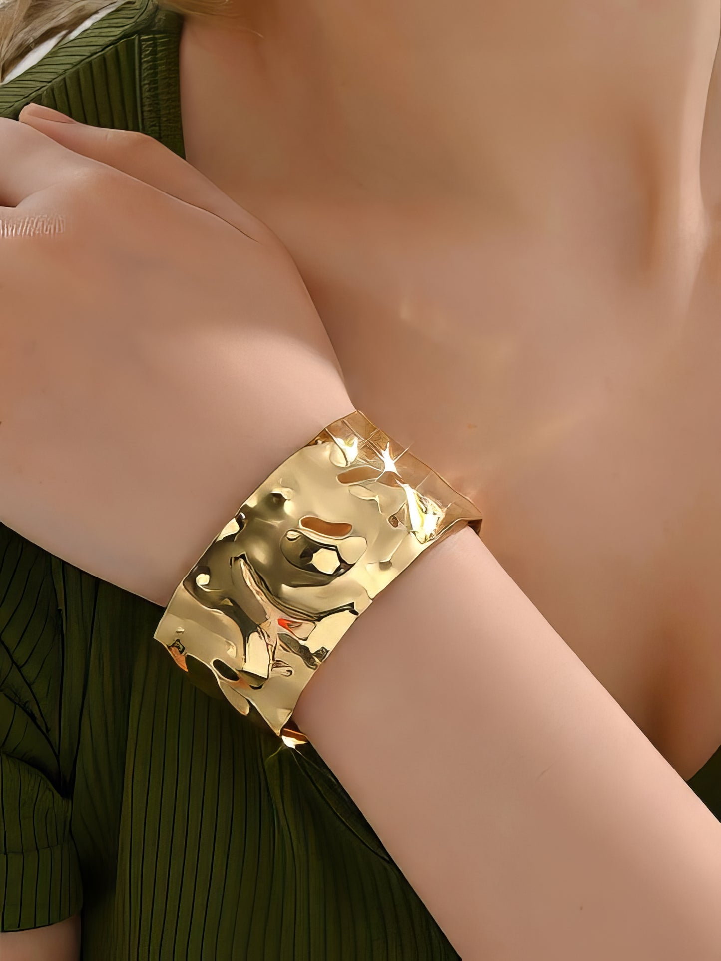 Hammered Bone Cuff Bracelet