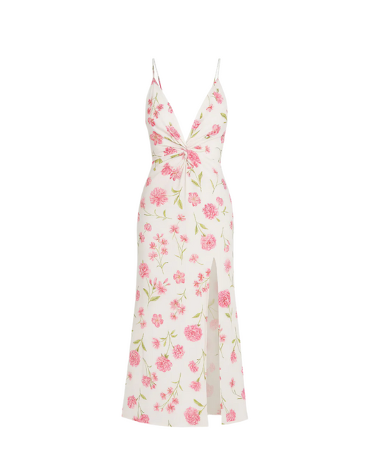 Floral Print Pink Maxi Dress