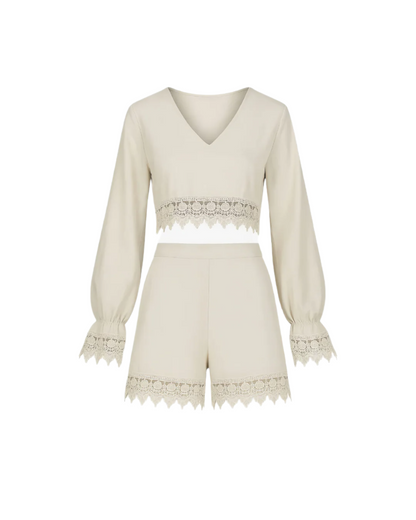 White Two Piece Dress for Women Long Sleeves