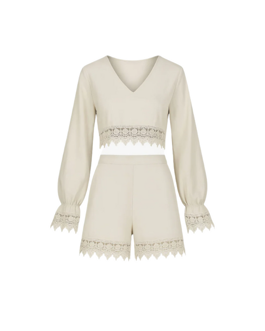 White Two Piece Dress for Women Long Sleeves