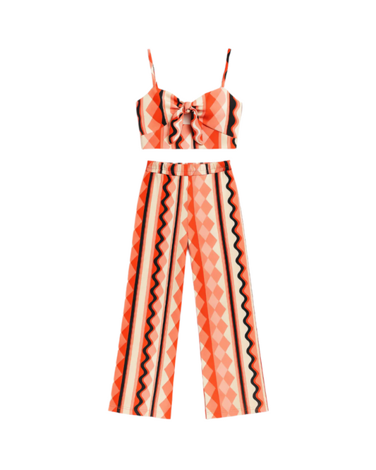 Stripped Line Two Piece Dress