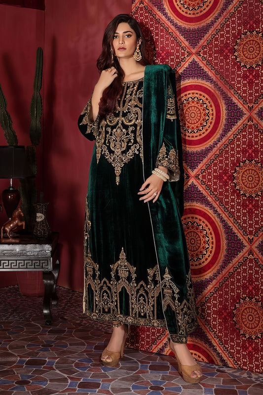 Green Velvet Salwar Kameez