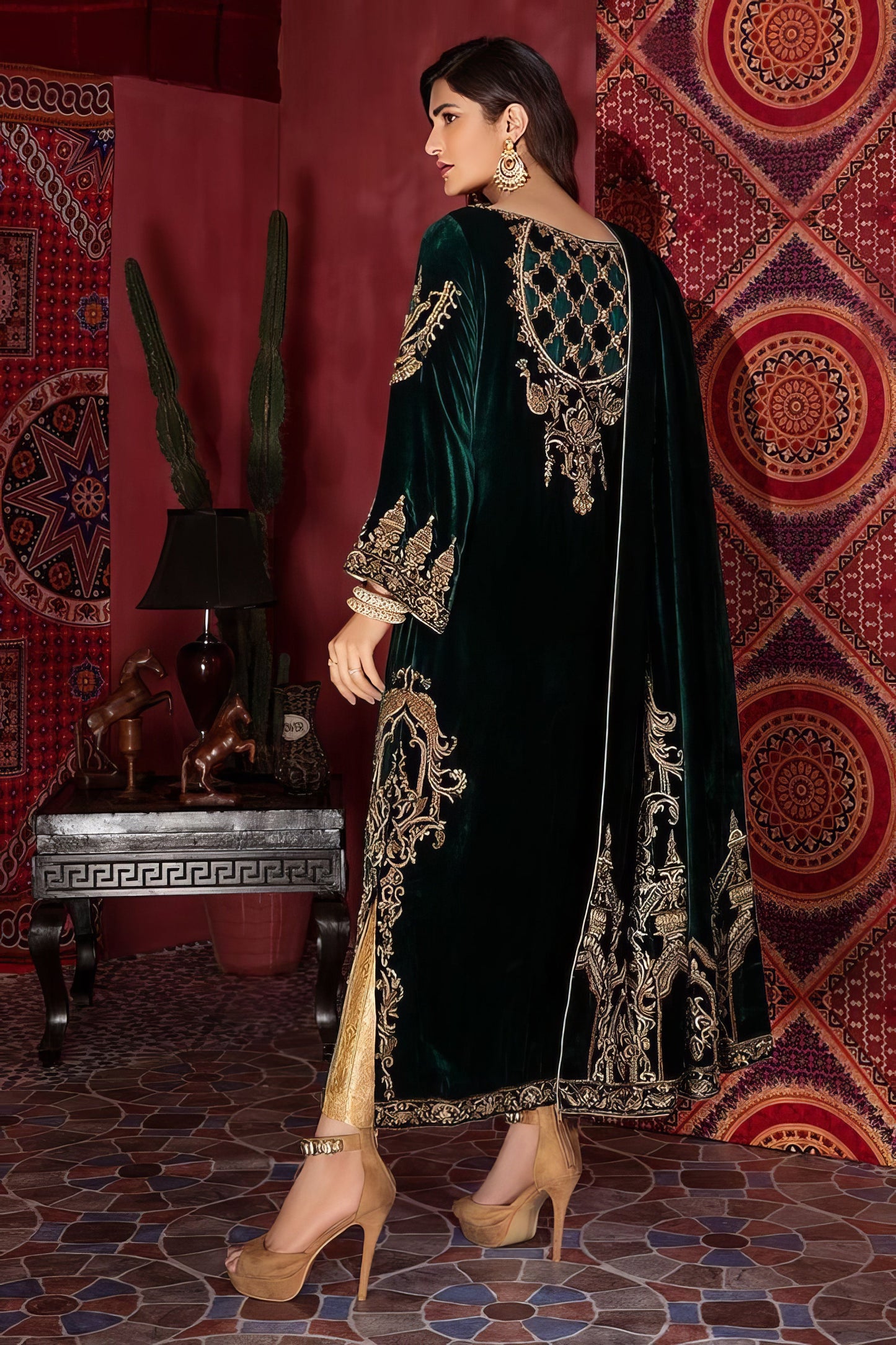 Green Velvet Salwar Kameez