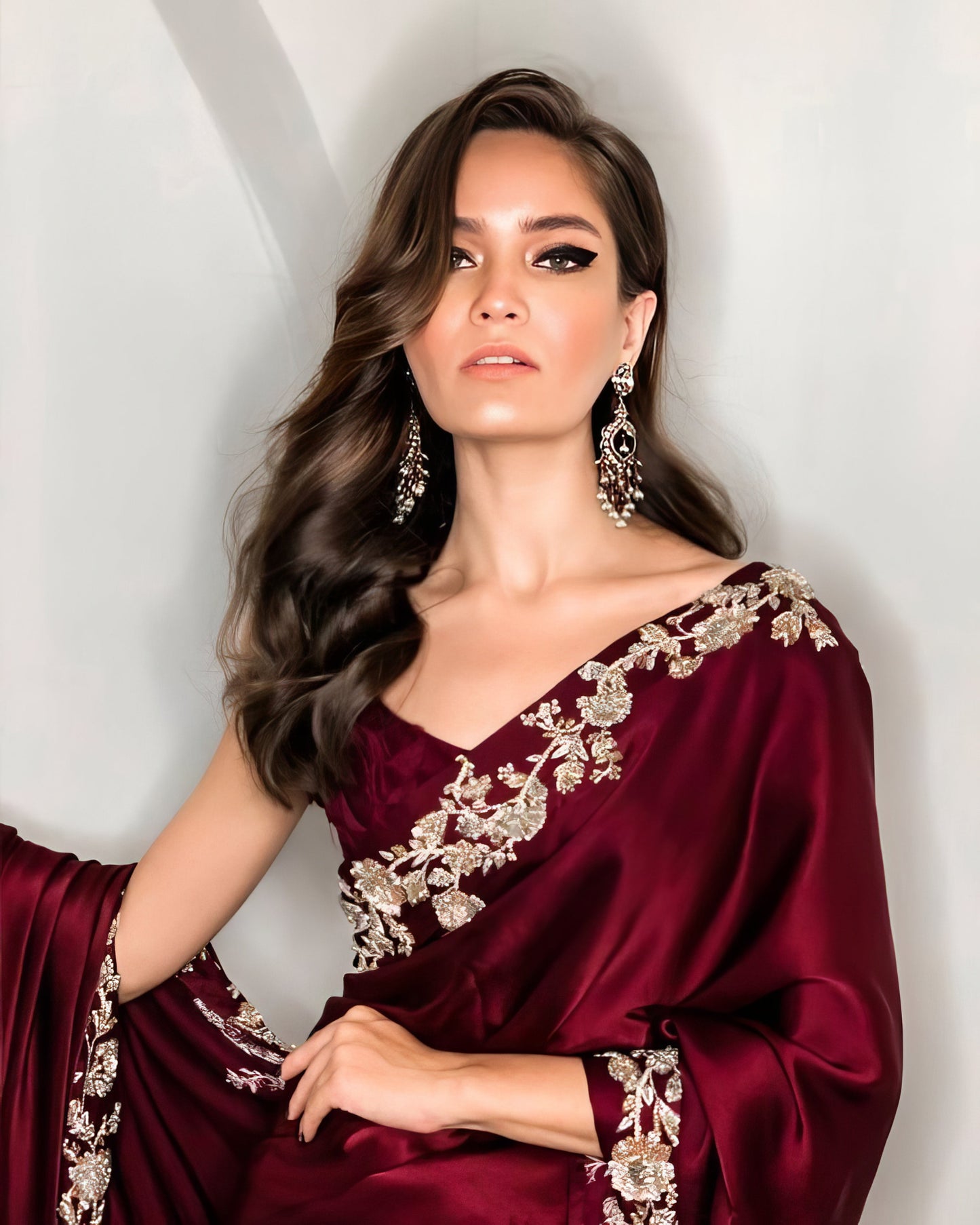 Embroidered Satin Partywear