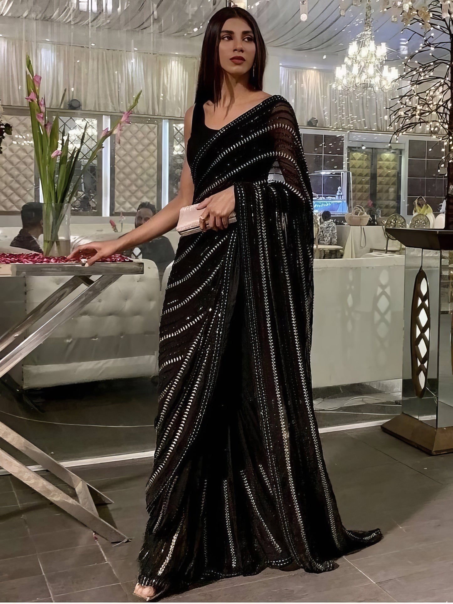 Premium Black Designer Sequence Saree