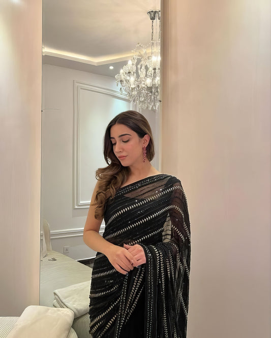 Premium Black Designer Sequence Saree