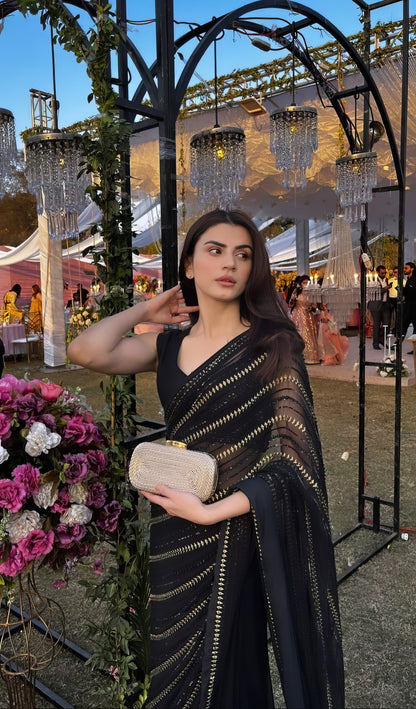 Premium Black Designer Sequence Saree
