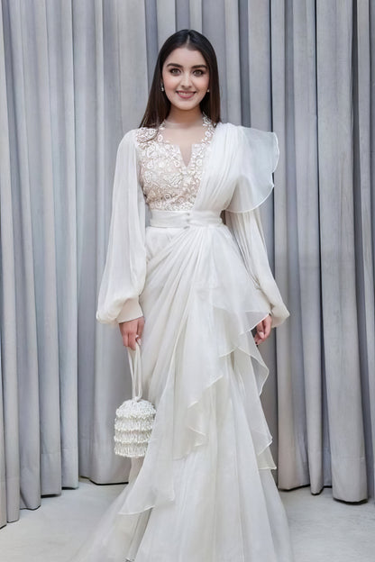 Elegant White Saree