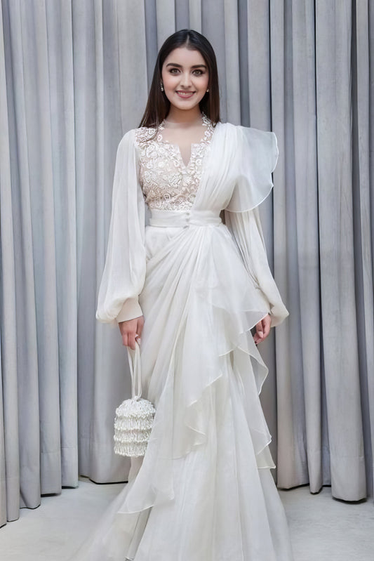Elegant White Saree