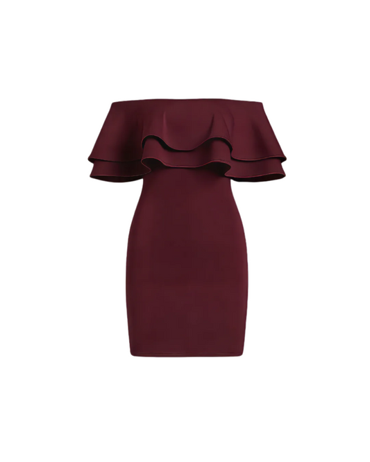Ruffled Off Shoulder Party Wear Short Dress