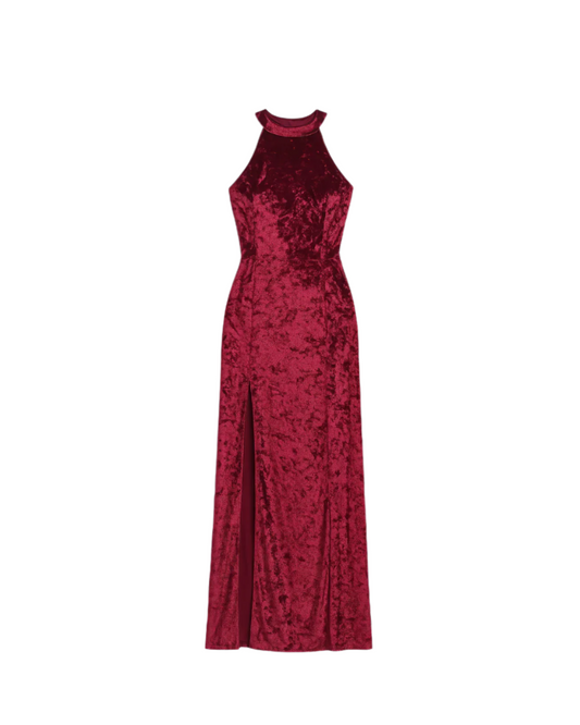 Stylish Maroon Velvet Dress