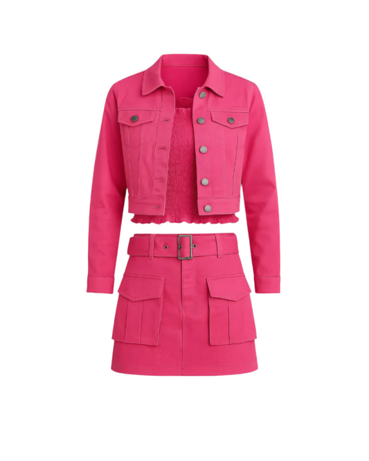 PINK LEMONADE DENIM SKIRT SET