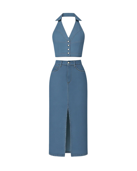 BLUE HEAVEN TOP & JEANS SET