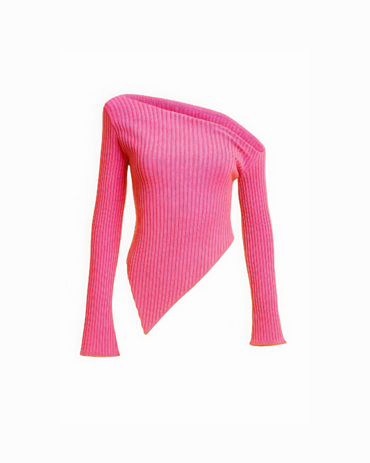 Asymmetrical Neck Trim Hanky Hem Top